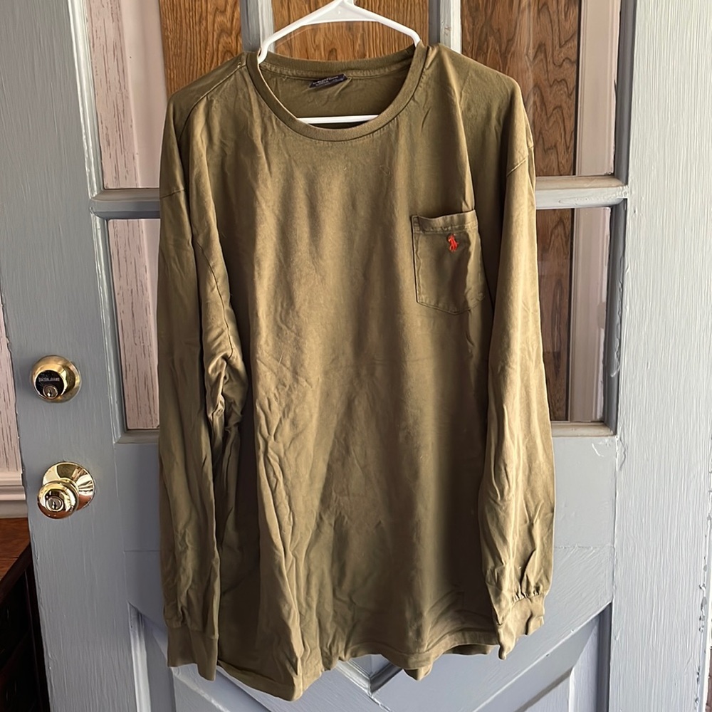 Polo by Ralph Lauren Men’s long sleeve olive green t-shirt with pocket size XXL